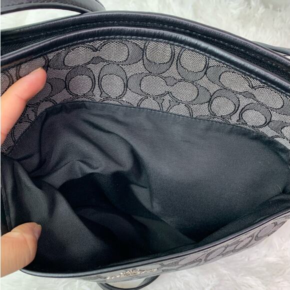 COACH Black and Gray Signature Jacquard Canvas Crossbody - Picture 7 of 13